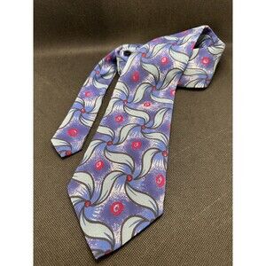 Geoffrey Beene Men's Tie Purple Abstract Geometric 100% Silk 59in x 3.5in
